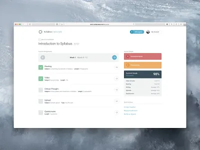 Syllabus • Student Interface app application content ed education higher lms marketing startup ui ux