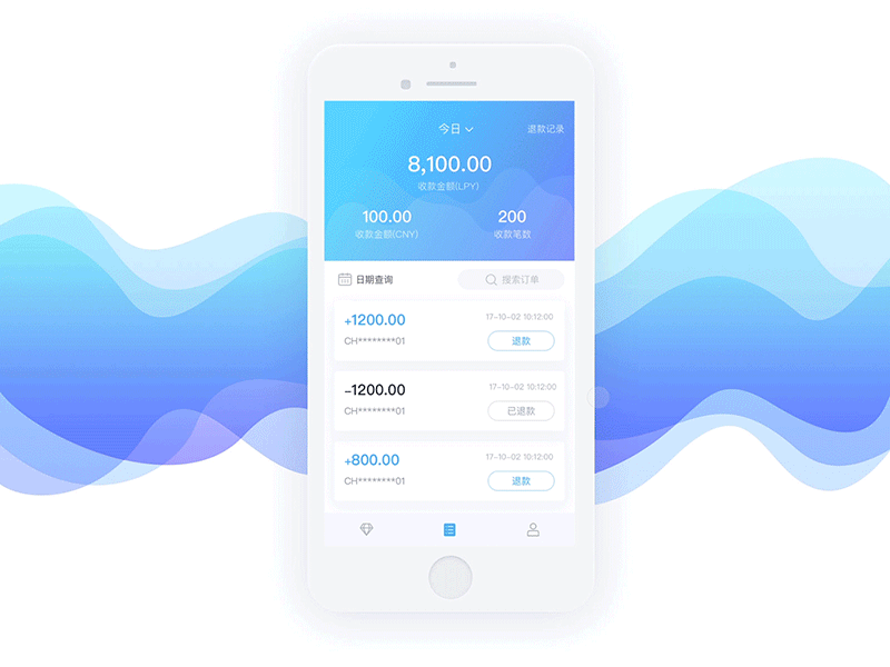 refound analytics animation blue chart receive scan