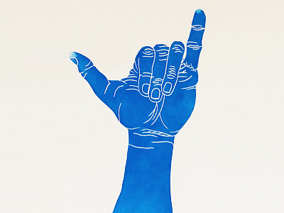 🤙🏽 Print block print blue chill emoji hand handmade hang loose linocut print printmaking shaka surf