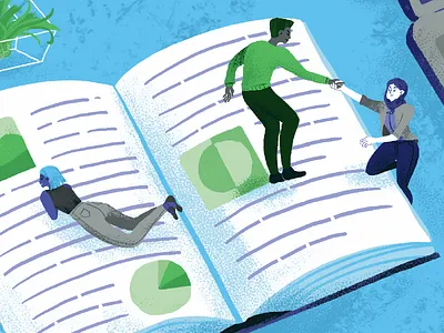 Helping Hand automation book help illustration learn man people person read technology textbook woman