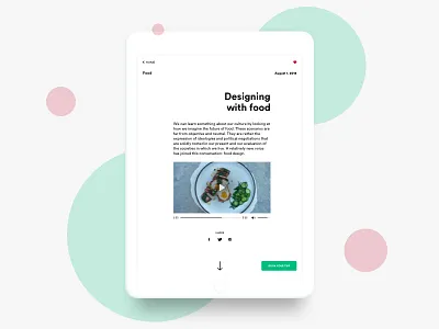 Food Magazine article design food magazine player shot tablet ui video