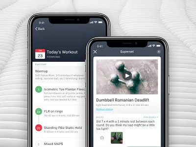 Fitbot • Schedule & Workout app bio sans blur fitness gym ios mobile tracking ui ux video workout