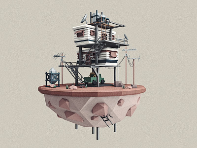 Container House 2 3d c4d container house low poly