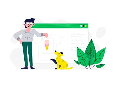 Print On Demand - Create A Design box browser character dog flat halftone illustration plant texture ui vector web