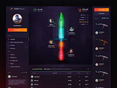 CSGO Mecca - Jackpot Design counter strike cs:go csgo dota gambling jackpot knife like roullete shot svetlakov ui ux