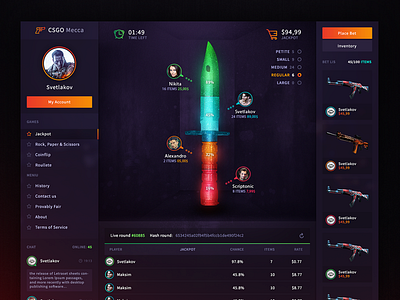 CSGO Mecca - Jackpot Design counter strike cs:go csgo dota gambling jackpot knife like roullete shot svetlakov ui ux