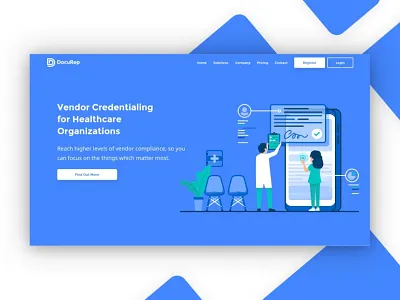 Docurep Header character doctor icons illustration ios landing page register sign in team texture ui ux web