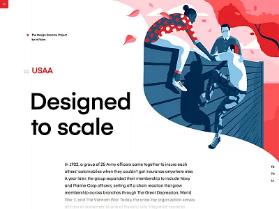 USAA | The Design Genome Project blue design education grid illustrations product product illustration red typography ui user interface vector