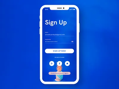 Daily UI :: 001 app daily ui dailyui design challenge iphone iphone x mobile sign up ui design