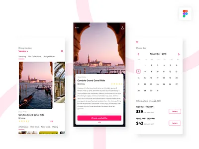 Travel app for Curated Experiences android card layout experience ios minimal simple travel ui ux