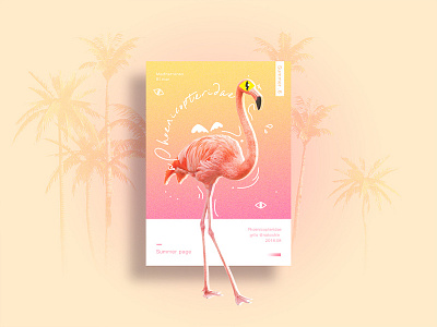 summer page 06 art color colorful design digitalart gradien phoenicopteridae pink poster summer
