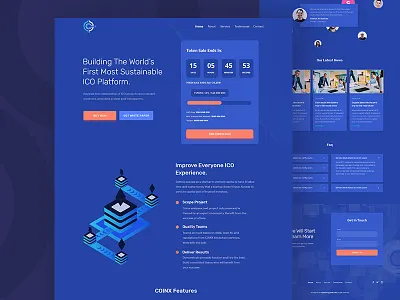 ICO Landing Blue bitcoin cryptocurrency ethereum landingpage minimal mining product token uidesign uxdesign webdesign