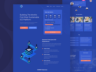 ICO Landing Blue bitcoin cryptocurrency ethereum landingpage minimal mining product token uidesign uxdesign webdesign