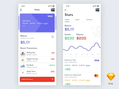 Finance App [Free Sketch File] app clean exploration finance free iphone sketch ui ux