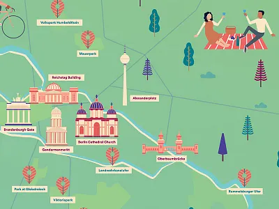 Berlin Map Detail airbnb berlin illustration maps nature outdoors picnic vector