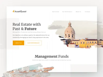 Real Estate Website brush stroke funds homepage house investment management patrimony property real estate rental ux website