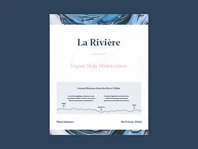 La Rivière 42 Skincare Label beauty chart label map marble packaging pattern river skincare texture water
