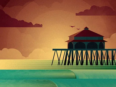 Huntington Beach, California beach california clouds coastal poster wave waves