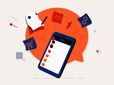 New features of wechat abstract ads app articles cart china illustration mobile wechat writings