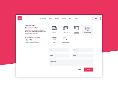 VIA contact form agency contact design form mobile responsive ui uk ux website