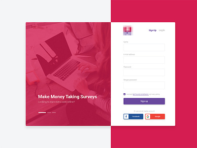 Survey login panel dashboard login panel panel questionnaire red panel register panel surveys tool ui