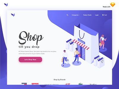 Fashion Shopping Ecommerce Landing Page clothes colors dress ecommerce fashion illustration landing page shopping ui web