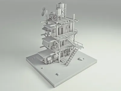 Container House 3 3d c4d container house low poly