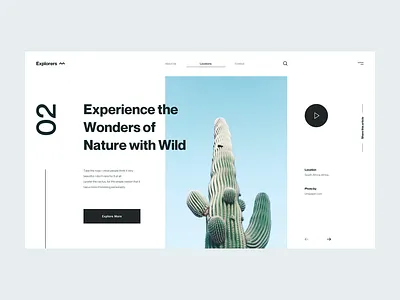 Explorers :: Cactus blue cactus clean concept explorers explores header hero header minimal slide typography ui design