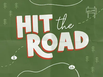 Hit The Road cat catalog chewy dog illustration lockup print roadtrip type