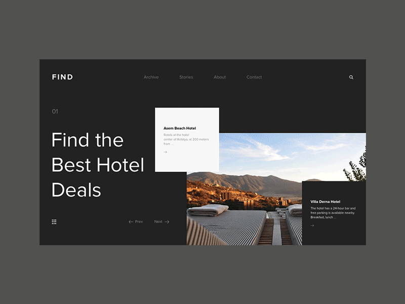 Find clean color concept flat hotel layout motion ui ux web webdesign