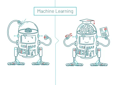 Machine Learning ai illustration machine machinelearning robot vector
