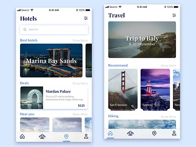 Travel Application Design design hotels ios iphone lifestyle menu personalized read recreation travel trip x