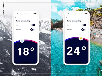 Settings bold challenge colors daily ui challenge dark detail light settings temperature ui