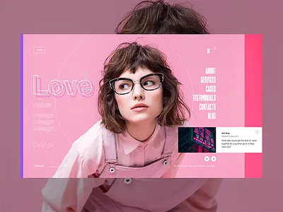 L223 hero image landing page magazine minimal pink ui ux