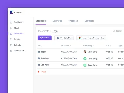 Kanler - Documents animation apps charts clean dashboard document finance graph ui upload web