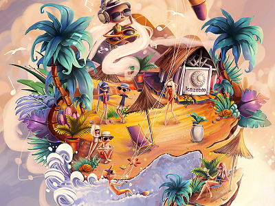 Kazeboo Sunrise beach island lounge music palm trees planet seaside sunrise sunset
