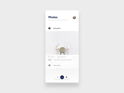 Photo timeline screen for an event app app clean conference event instagram ios minimal photo picture simple timeline ui