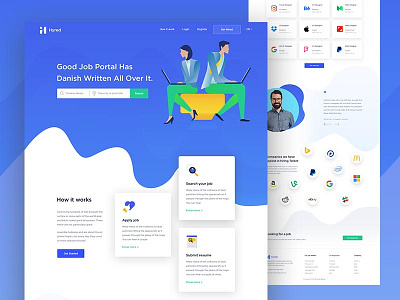 Job Portal Website Design career experience find hire interface jobs landing layout template user website