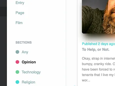 Content Overview Pages. admin fun habari redesign