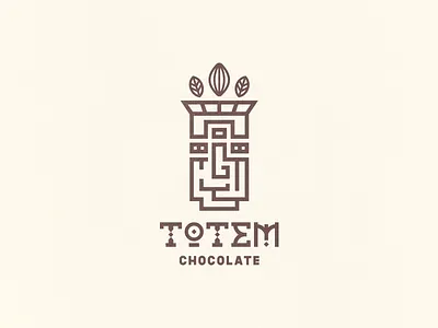 Totem Chocolate Logo aztec chocolate cocoa geometric logo logo design totem typography