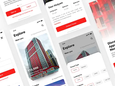 Apartments Rental App apartment buy cards estate feed house mockup property real rent sell