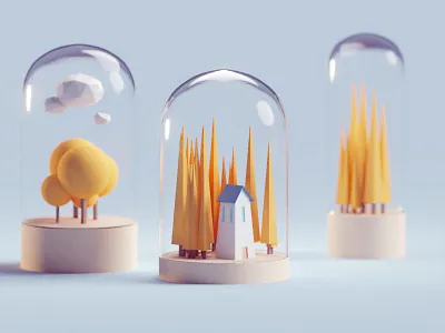 Random render b3d blender building contained glass home illustration isometric low poly render