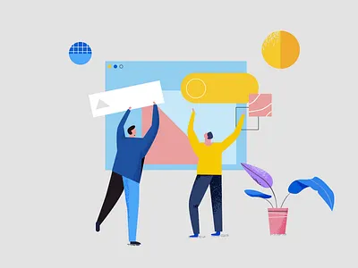 Color style vector character illustration. colors graphic illustrations poster vector