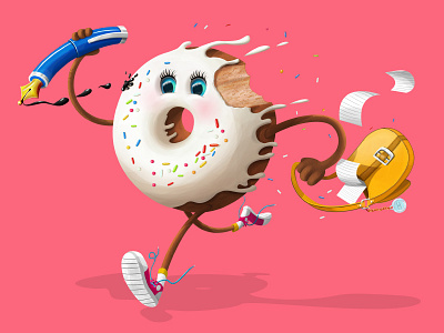 Rebellious Donut bag donut ink pen pink shoe running