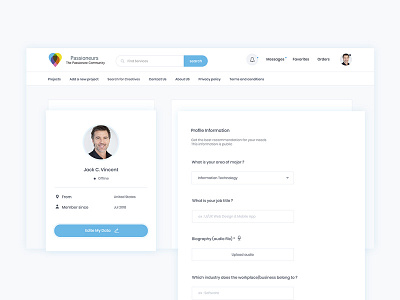 A client Profile app application desktop attachment graph statistic chart account task clean minimal white client conversation mail customer user ui dashboard admin email gmail message chat messenger page search setting profile support template ux web website