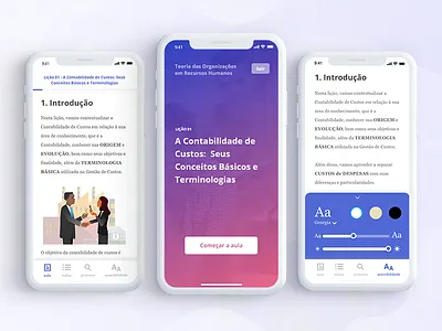 E-learning app app clean course e learning education lesson mobile read ui ux