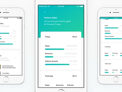 TNLC - activity goals app bar card data fitness goal health ios progress score timeline track