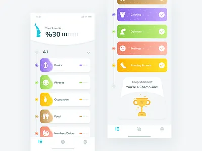Language learning App (listing page) app education english homepage ios learning list mobile study ui ux
