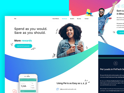 Fintech Colorful Landing Page app branding bright colorful fintech homepage landing landing page modern savings squiggles ui