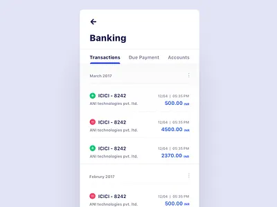Banking Page account design mobile money payment transaction transfer ui